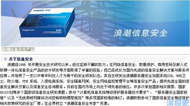 浪潮软件（600756）网络安全产品汇报 网络与信息安全软件开发
